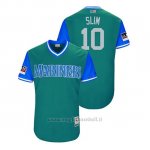 Maglia Baseball Uomo Seattle Mariners Cameron Maybin 2018 Llws Players Weekend Slim Aqua
