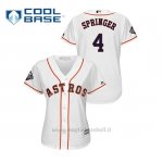 Maglia Baseball Donna Houston Astros 4 Ge Orge Springer 2019 World Series Bound Cool Base Bianco