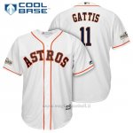 Maglia Baseball Uomo Houston Astros 2017 Postseason Evan Gattis Bianco Cool Base