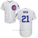 Maglia Baseball Uomo Chicago Cubs 21 Sammy Sosa Autentico Collezione Bianco Flex Base