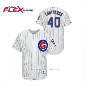 Maglia Baseball Uomo Chicago Cubs Willson Contreras 150th Aniversario Patch Autentico Flex Base Bianco Blu