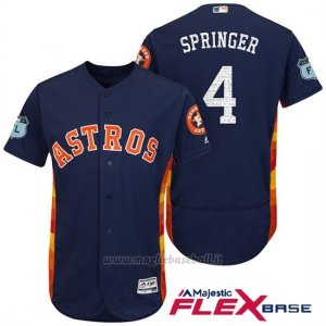 Maglia Baseball Uomo Houston Astros George Springer 4 Blu 2017 Allenamento Primaverile Flex Base Giocatore