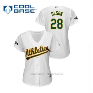 Maglia Baseball Donna Oakland Athletics 28 Matt Olson 2019 Postseason Cool Base Bianco