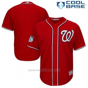 Maglia Baseball Uomo Washington Nationals Scarlet 2017 Allenamento Primaverile Cool Base