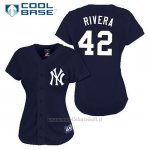 Maglia Baseball Uomo New York Yankees Mariano Rivera 42 Blu Blu Cool Base