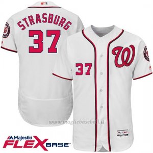Maglia Baseball Uomo Washington Nationals Stephen Strasburg 37 Bianco Flex Base Autentico Collezione Giocatore
