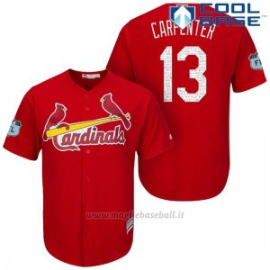 Maglia Baseball Uomo St. Louis Cardinals Matt Carpenter Scarlet 2017 Allenamento Primaverile Cool Base Giocatore