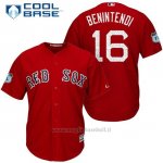 Maglia Baseball Uomo Boston Red Sox 16 Andrew Benintendi Scarlet 2017 Allenamento Primaverile Cool Base