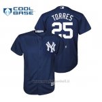 Maglia Baseball Bambino New York Yankees Gleyber Torres Cool Base Official Alternato Blu