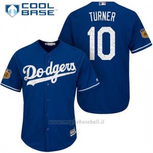 Maglia Baseball Uomo Los Angeles Dodgers Justin Turner 2017 Allenamento Primaverile Cool Base Giocatore