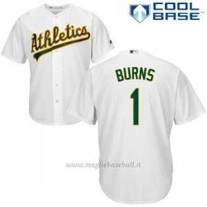 Maglia Baseball Uomo Oakland Athletics Billy Burns Bianco Autentico Collezione Cool Base Custom