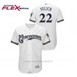 Maglia Baseball Uomo Milwaukee Brewers 22 Christian Yelich Flex Base Primera Hispanic Heritage Bianco