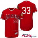Maglia Baseball Uomo Los Angeles Angels C.j. Wilson 33 Scarlet 2017 Allenamento Primaverile Flex Base Giocatore