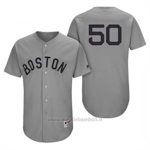 Maglia Baseball Uomo Boston Red Sox 50 Mookie Betts Grigio Turn Back The Clock Autentico