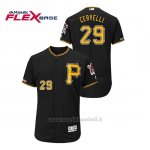 Maglia Baseball Uomo Pittsburgh Pirates Francisco Cervelli 150th Aniversario Patch Autentico Flex Base Nero