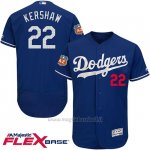 Maglia Baseball Uomo Los Angeles Dodgers Clayton Kershaw 22 Blu Flex Base Autentico Collezione On Field Allenamento Primaverile