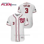 Maglia Baseball Uomo Washington Nationals 3 Michael A. Tayl Or 2019 Postseason Flex Base Bianco