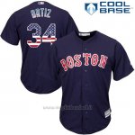Maglia Baseball Uomo Boston Red Sox 34 David Ortiz Blu Estrellas y Rayas Cool Base