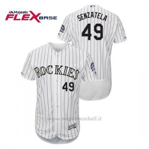 Maglia Baseball Uomo Colorado Rockies Antonio Senzatela 150th Aniversario Patch Flex Base Bianco