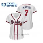 Maglia Baseball Donna Atlanta Braves Dansby Swanson Cool Base Majestic 1ª2019 Bianco