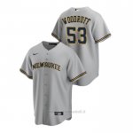 Maglia Baseball Uomo Milwaukee Brewers Brandon Woodruff Replica Road Grigio