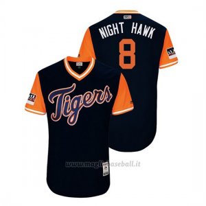 Maglia Baseball Uomo Detroit Tigers Mikie Mahtook 2018 Llws Players Weekend Night Hawk Blu