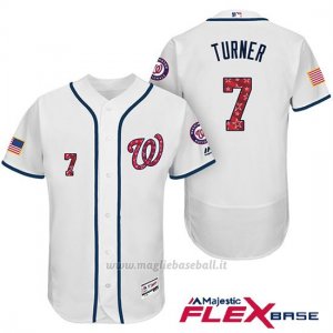 Maglia Baseball Uomo Washington Nationals 2017 Estrellas y Rayas Trea Turner Bianco Flex Base