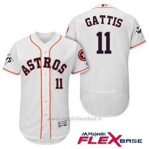 Maglia Baseball Uomo Houston Astros 2017 World Series Evan Gattis Bianco Flex Base