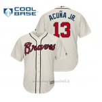 Maglia Baseball Uomo Atlanta Braves Ronald Acuna Jr. Cool Base Alternato Majestic Official Cream