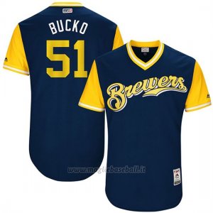 Maglia Baseball Uomo Milwaukee Brewers 2017 Little League World Series Oliver Drake Blu