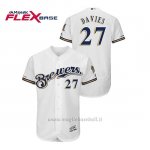 Maglia Baseball Uomo Milwaukee Brewers Zach Davies 150th Aniversario Patch Autentico Flex Base Bianco