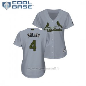 Maglia Baseball Donna St. Louis Cardinals Yadier Molina 2018 Dia de los Caidos Cool Base Grigio