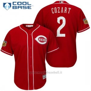 Maglia Baseball Uomo Cincinnati Reds Zack Cozart 2 Scarlet 2017 Allenamento Primaverile Cool Base Giocatore