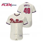 Maglia Baseball Uomo Philadelphia Phillies Jake Arrieta 150th Aniversario Patch Flex Base Crema