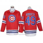 Maglia Baseball Uomo Chicago Cubs 49 Jake Arrieta Autentico Rosso Long Sleeve