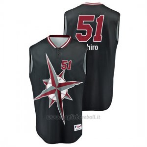 Maglia Baseball Uomo Seattle Mariners Ichiro Suzuki Throwback Turn Ahead The Clock Nero