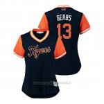 Maglia Baseball Donna Detroit Tigers Mike Gerber 2018 Llws Players Weekend Gerbs Blu