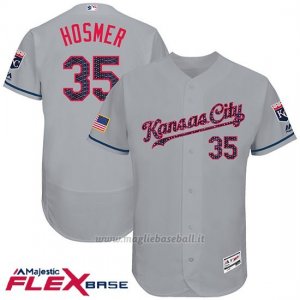 Maglia Baseball Uomo Kansas City Royals 2017 Estrellas y Rayas Eric Hosmer Grigio Flex Base
