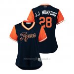Maglia Baseball Donna Detroit Tigers Niko Goodrum 2018 Llws Players Weekend J.j Mumford Blu