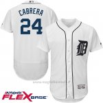 Maglia Baseball Uomo Detroit Tigers Miguel Cabrera 24 Bianco Flex Base Autentico Collezione Giocatore
