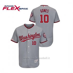 Maglia Baseball Uomo Washington Nationals Yan Gomes 150th Aniversario Patch Autentico Flex Base Grigio