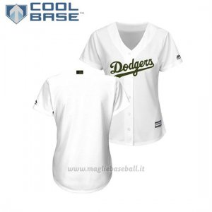 Maglia Baseball Donna Los Angeles Dodgers 2018 Dia de los Caidos Cool Base Bianco