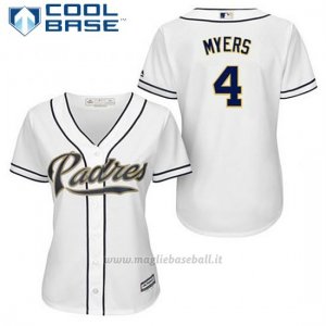 Maglia Baseball Donna San Diego Padres Wil Myers 4 Bianco 1ªCool Base