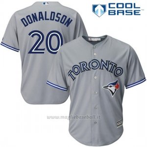 Maglia Baseball Uomo Toronto Blue Jays 20 Josh Donaldson Grigio Cool Base Majestic Collezione