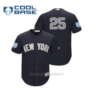 Maglia Baseball Uomo New York Yankees Gleyber Torres Cool Base Alternato Entrenamiento De Primavera 2019 Blu