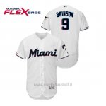 Maglia Baseball Uomo Miami Marlins Lewis Brinson 150th Aniversario Patch 2019 Flex Base Bianco