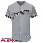 Maglia Baseball Uomo Milwaukee Brewers Blank Grigio Flex Base Autentico Collezione