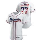 Maglia Baseball Uomo Atlanta Braves Luke Jackson 2020 Stars & Stripes 4th of July Bianco