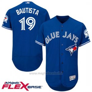Maglia Baseball Uomo Toronto Blue Jays Jose Bautista 19 Blu Flex Base Autentico Collezione 40 Anniversario