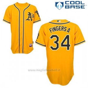 Maglia Baseball Uomo Oakland Athletics Rollie Fingers 34 Or Alterner Cool Base